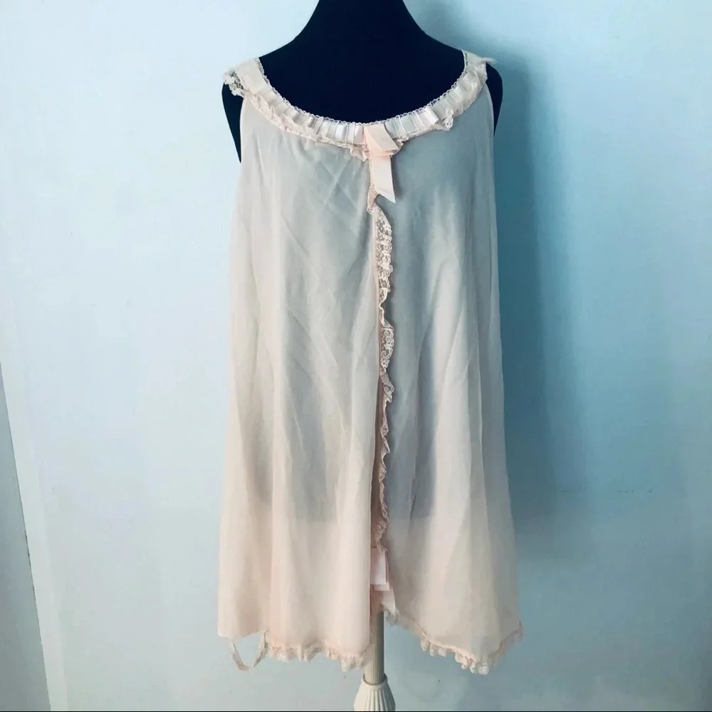 Vintage Odette Barsa Pint Nightie Satin Ribbon L